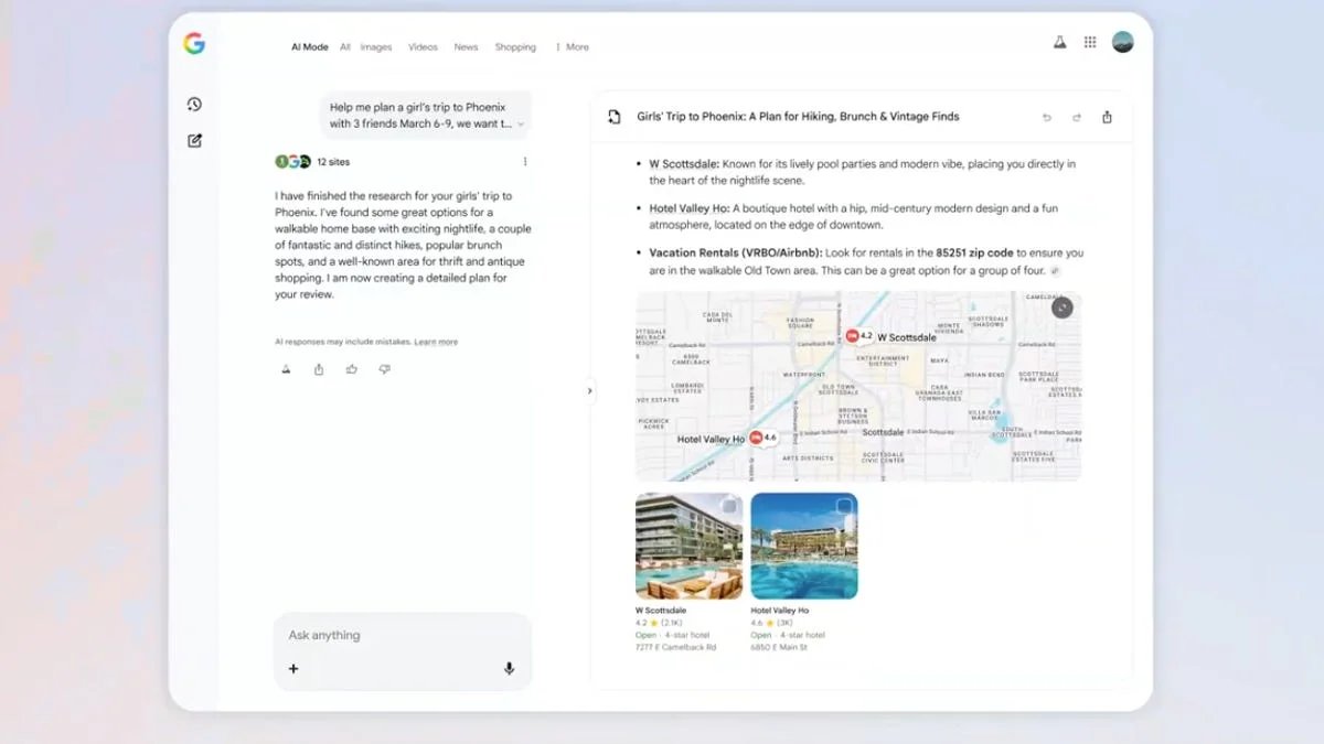Google AI Mode seyahati dönüştürüyor: Canvas ve Flight Deals